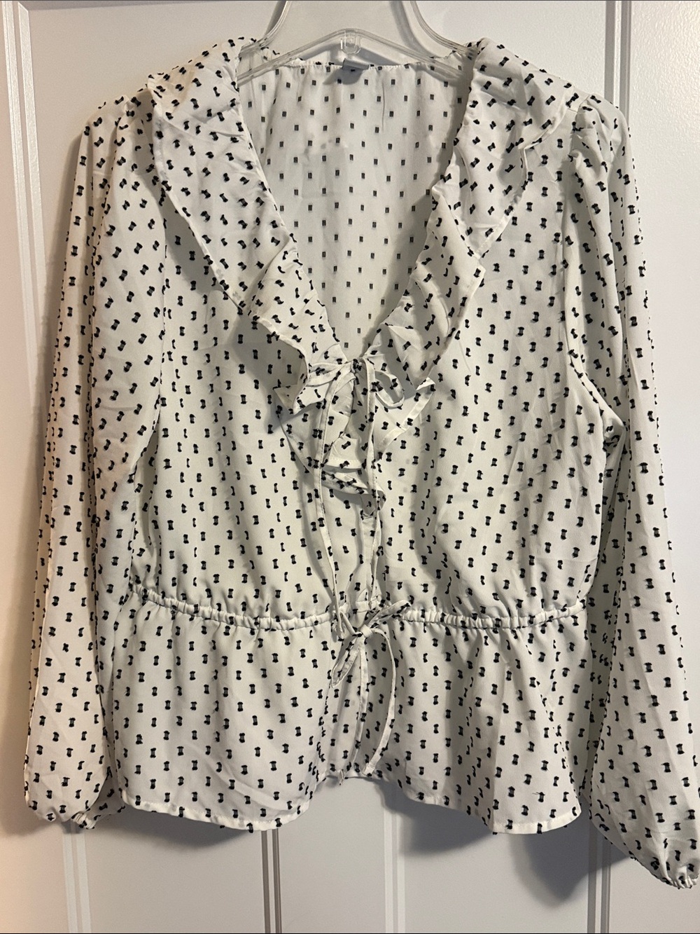 Old Navy Waist-Defined Ruffled Clip-Dot Blouse
